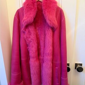 Women's Escada Fuschia Faux Fur Coat